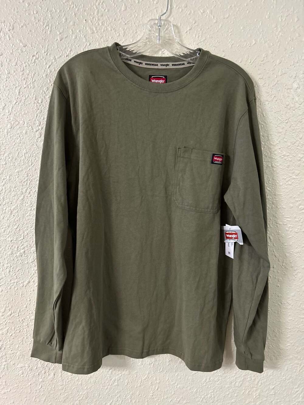 Wrangler Workwear Long Sleeve Pocket T-Shirt Olive Green